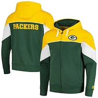 Men's Starter Green/Gold Green Bay Packers Running Back Full-Zip Hoodie