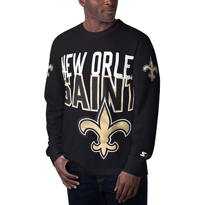 Men's Starter Black New Orleans Saints Clutch Hit Long Sleeve T-Shirt