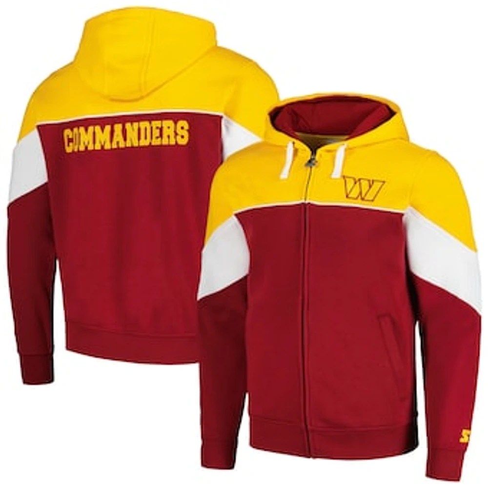 Men's Starter Burgundy/Gold Washington Commanders Running Back Full-Zip Hoodie