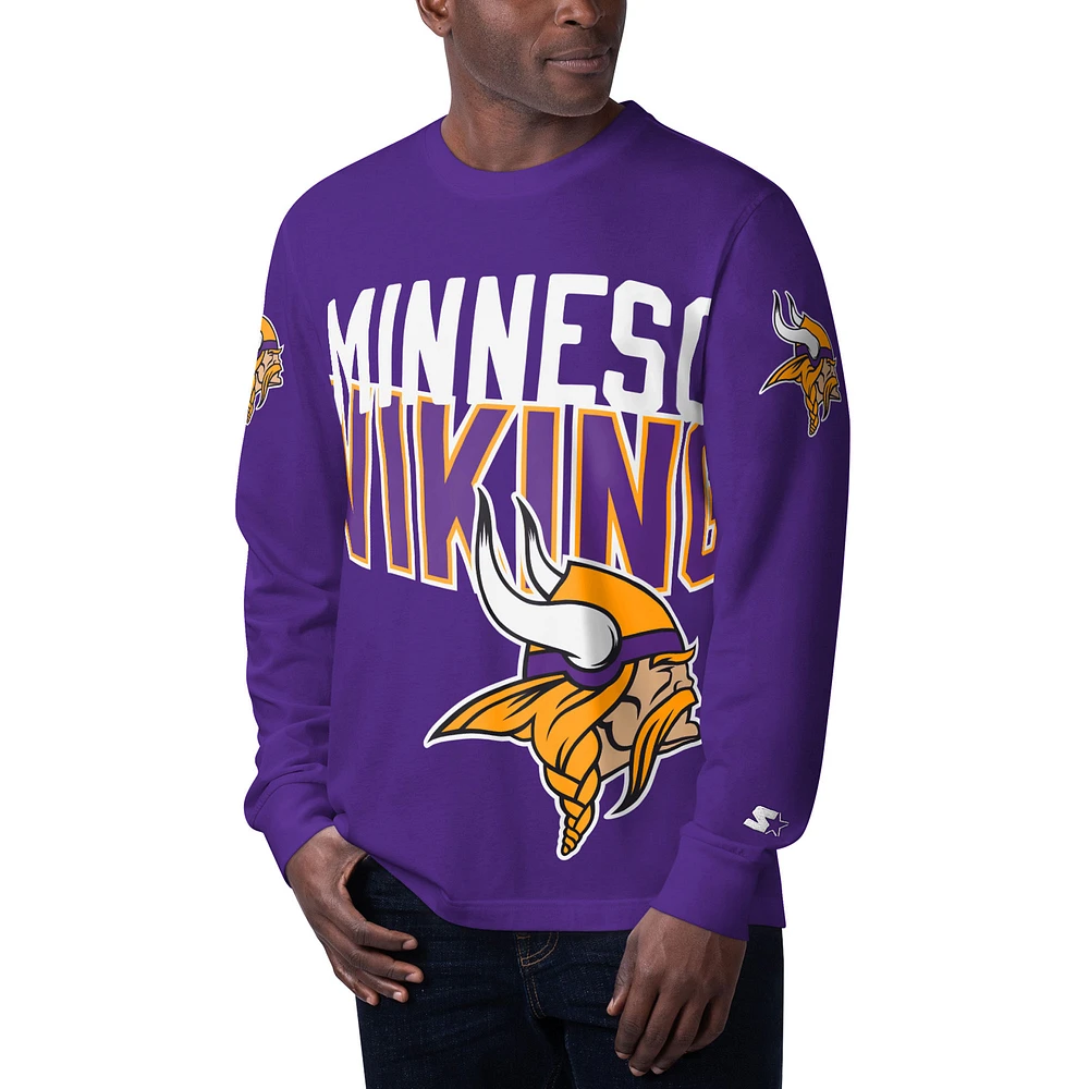 Men's Starter Purple Minnesota Vikings Clutch Hit Long Sleeve T-Shirt