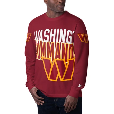 Men's Starter Burgundy Washington Commanders Clutch Hit Long Sleeve T-Shirt