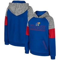 Youth Colosseum Royal Kansas Jayhawks Live Hardcore Raglan Pullover Hoodie