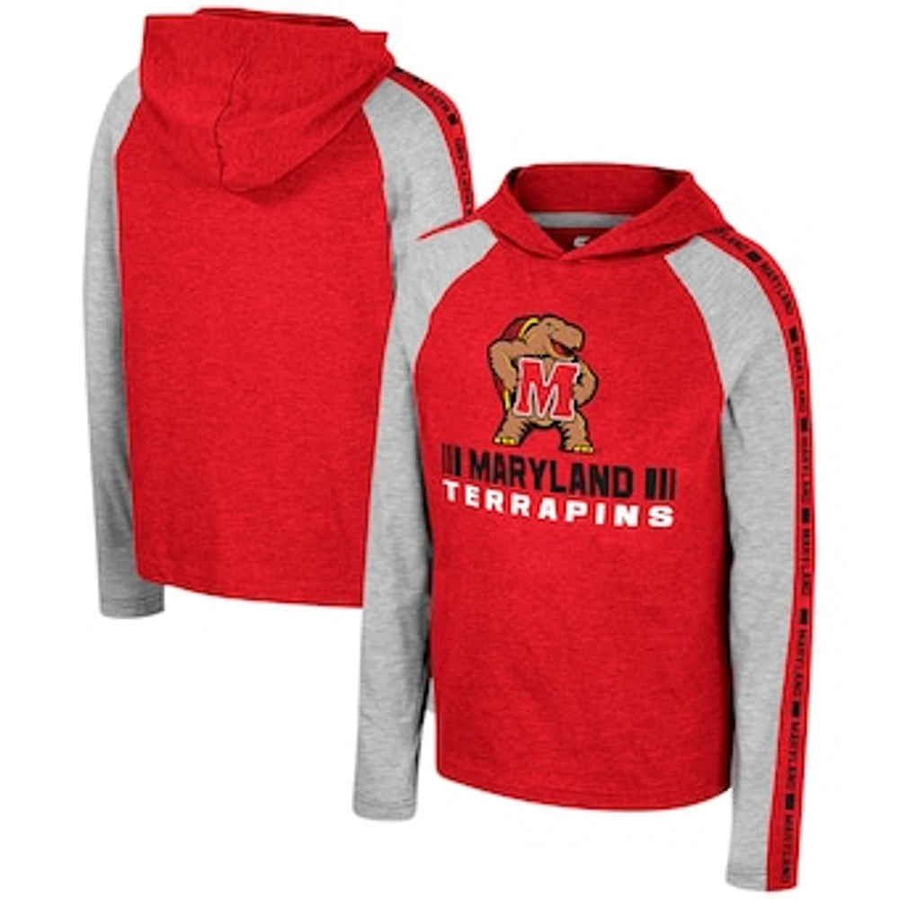 Youth Colosseum Red Maryland Terrapins Ned Raglan Long Sleeve Hooded T-Shirt