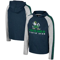 Youth Colosseum Navy Notre Dame Fighting Irish Ned Raglan Long Sleeve Hooded T-Shirt