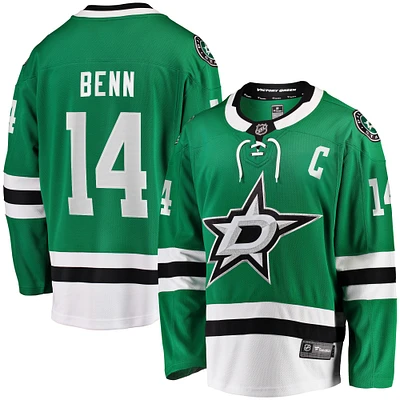 Men's Fanatics Jamie Benn Kelly Green Dallas Stars Captain Patch Home Breakaway Jersey