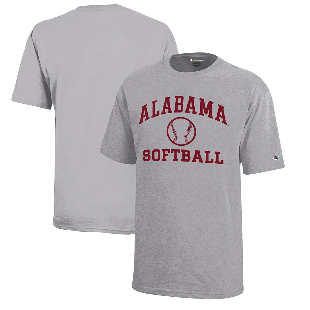 Youth Champion Gray Alabama Crimson Tide Icon Logo Softball T-Shirt