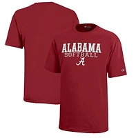 Youth Champion  Crimson Alabama Tide Stacked Logo Softball T-Shirt