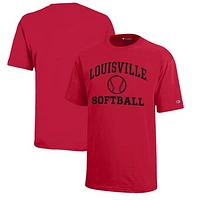 Youth Champion  Red Louisville Cardinals Icon Logo Softball T-Shirt