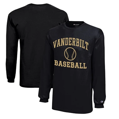 Youth Champion Vanderbilt Commodores Icon Logo Long Sleeve Baseball T-Shirt
