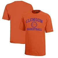 Youth Champion  Orange Clemson Tigers Icon Logo Basketball T-Shirt