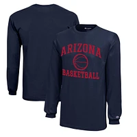 Youth Champion  Navy Arizona Wildcats Icon Logo Long Sleeve Basketball T-Shirt