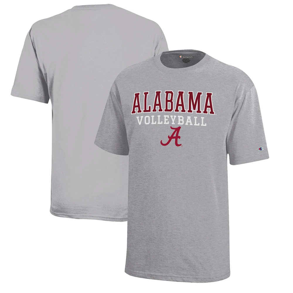 Youth Champion Gray Alabama Crimson Tide Stacked Logo Volleyball T-Shirt