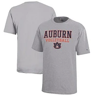 Youth Champion  Gray Auburn Tigers Stacked Logo Volleyball T-Shirt