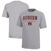 Youth Champion  Gray Auburn Tigers Stacked Logo Volleyball T-Shirt