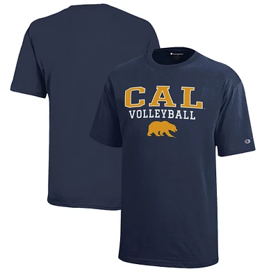Youth Champion  Navy Cal Bears Stacked Logo Volleyball T-Shirt