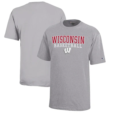 Youth Champion Wisconsin Badgers Stacked Logo Basketball T-Shirt
