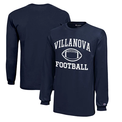 Youth Champion  Navy Villanova Wildcats Icon Logo Long Sleeve Football T-Shirt