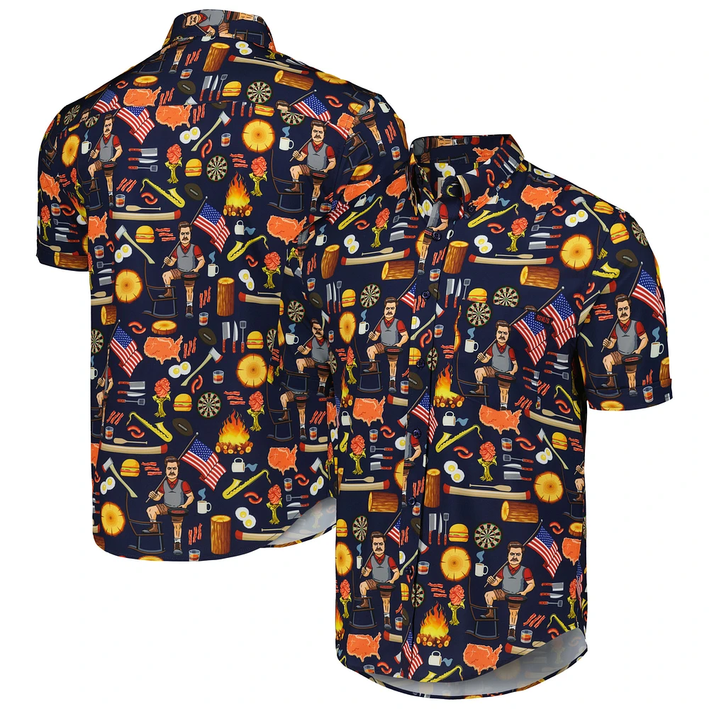 Unisex RSVLTS Navy Parks and Recreation Ron Swanson's Shirt of Greatness KUNUFLEX Button-Down