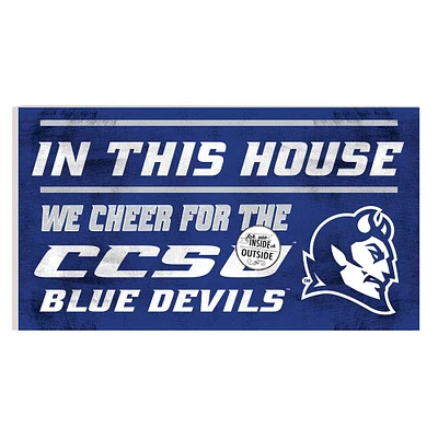 Central Connecticut State Blue Devils 11" x 20" Indoor/Outdoor In This House Sign