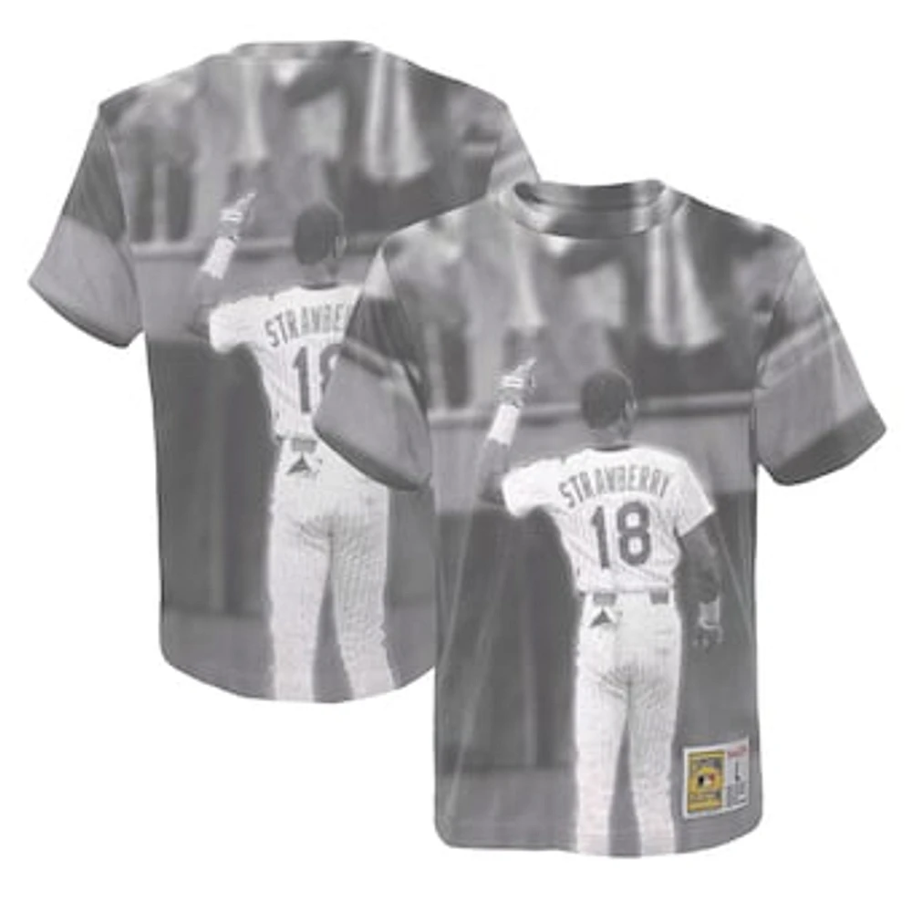 Youth Mitchell & Ness Darryl Strawberry White New York Mets Sublimated Player T-Shirt