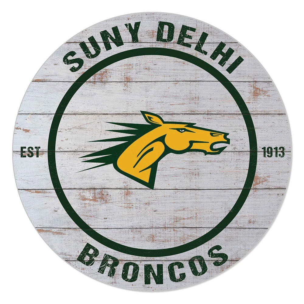 SUNY Delhi Broncos 20" x 20" Indoor/Outdoor Weathered Circle Sign