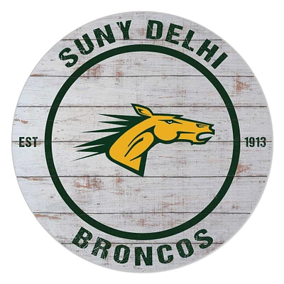 SUNY Delhi Broncos 20" x 20" Indoor/Outdoor Weathered Circle Sign