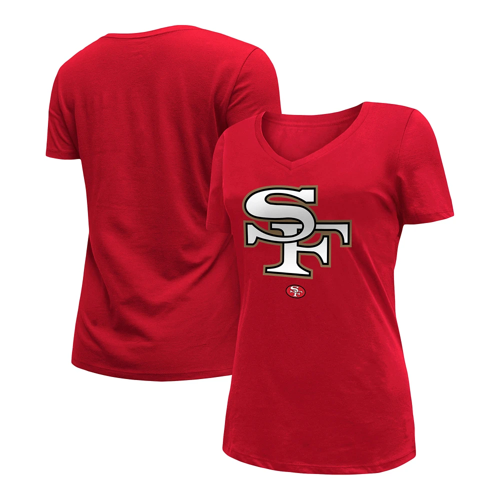 Women's New Era Scarlet San Francisco 49ers City Originals V-Neck T-Shirt