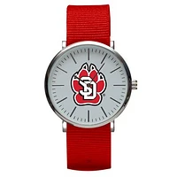 Red South Dakota Coyotes Stitch Nylon Strap Watch