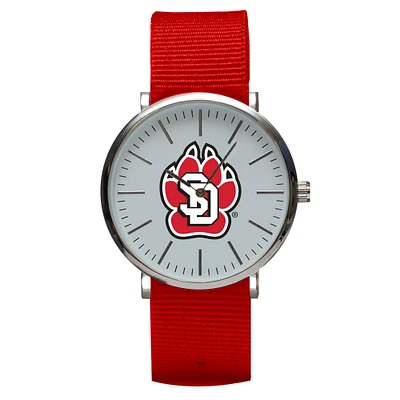 Red South Dakota Coyotes Stitch Nylon Strap Watch