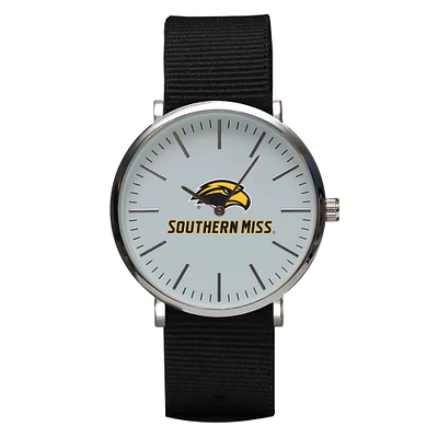 Black Southern Miss Golden Eagles Stitch Nylon Strap Watch