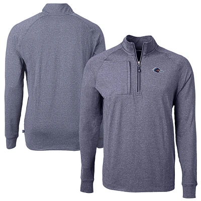 Men's Cutter & Buck  Navy UTSA Roadrunners Big Tall Adapt Eco Knit Hybrid Recycled Quarter-Zip Pullover Top