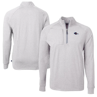 Men's Cutter & Buck  Gray UTSA Roadrunners Big Tall Adapt Eco Knit Hybrid Recycled Quarter-Zip Pullover Top