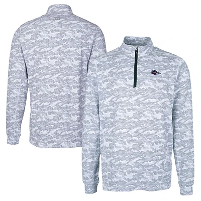 Men's Cutter & Buck  Charcoal UTSA Roadrunners Big Tall Traverse Camo Print Stretch Quarter-Zip DryTec Pullover Top