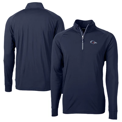 Men's Cutter & Buck  Navy UTSA Roadrunners Big Tall Adapt Eco Knit Stretch Recycled Quarter-Zip Raglan Pullover Top