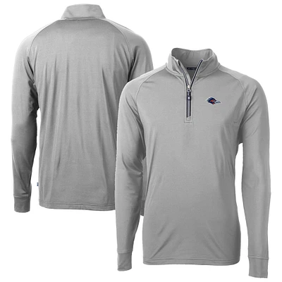 Men's Cutter & Buck  Gray UTSA Roadrunners Big Tall Adapt Eco Knit Stretch Recycled Quarter-Zip Raglan Pullover Top
