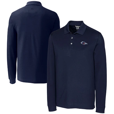 Men's Cutter & Buck  Navy UTSA Roadrunners Big Tall Advantage Tri-Blend Pique Long Sleeve Polo