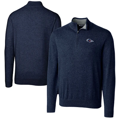 Men's Cutter & Buck  Navy UTSA Roadrunners Big Tall Lakemont Tri-Blend Quarter-Zip Pullover Sweater