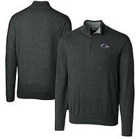 Men's Cutter & Buck  Charcoal UTSA Roadrunners Big Tall Lakemont Tri-Blend Quarter-Zip Pullover Sweater