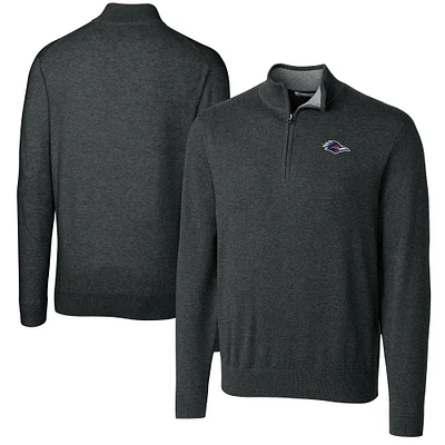 Men's Cutter & Buck  Charcoal UTSA Roadrunners Big Tall Lakemont Tri-Blend Quarter-Zip Pullover Sweater