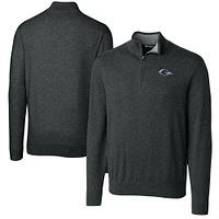 Men's Cutter & Buck  Charcoal UTSA Roadrunners Big Tall Lakemont Tri-Blend Quarter-Zip Pullover Sweater