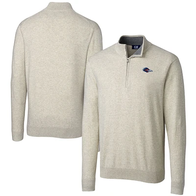 Men's Cutter & Buck  Oatmeal UTSA Roadrunners Big & Tall Lakemont Tri-Blend Quarter-Zip Pullover Sweater
