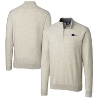 Men's Cutter & Buck  Oatmeal UTSA Roadrunners Big & Tall Lakemont Tri-Blend Quarter-Zip Pullover Sweater