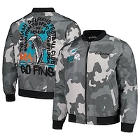 Unisex The Wild Collective Gray Miami Dolphins Camo Bomber Jacket