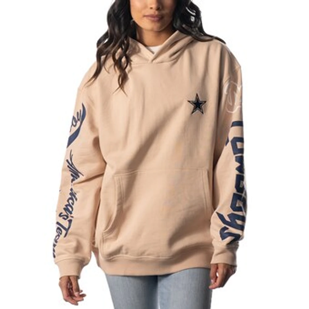 Unisex The Wild Collective Cream Dallas Cowboys Heavy Block Graphic Pullover Hoodie