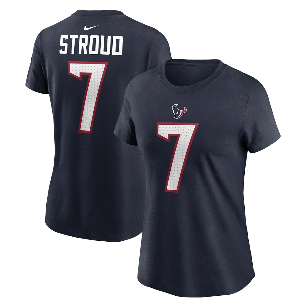 Women's Nike C.J. Stroud Navy Houston Texans  Player Name & Number T-Shirt