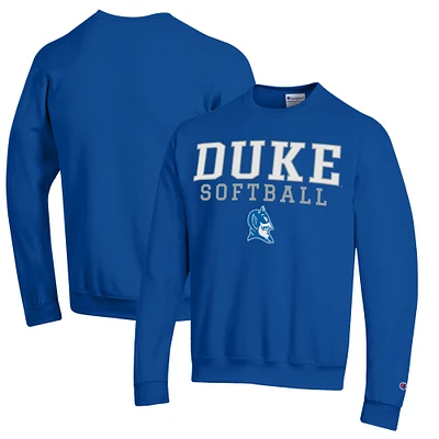Men's Champion  Royal Duke Blue Devils Stacked Logo Softball Pullover Sweatshirt