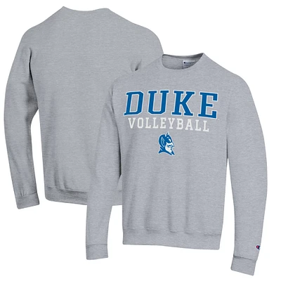 Men's Champion  Gray Duke Blue Devils Stacked Logo Volleyball Pullover Sweatshirt