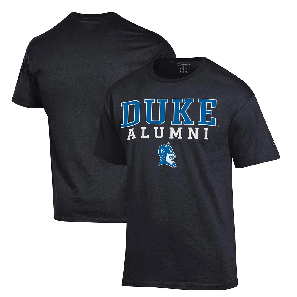 Men's Champion Black Duke Blue Devils Stacked Logo Alumni T-Shirt
