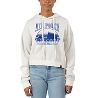 Women's Uscape Apparel Cream Air Force Falcons Pigment Dyed Local Skyline Fleece Cropped Pullover Hoodie