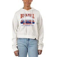 Women's Uscape Apparel Cream Bucknell Bison Pigment Dyed Local Skyline Fleece Cropped Pullover Hoodie